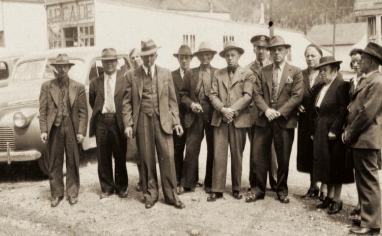 A group in front of Matties’ Welcome Saloon on Blair Street after the funeral of William “Billy” Matties (1922-1943) He died July 22, 1943 of meningitis in Los Angeles. San Juan County Historical Society photo