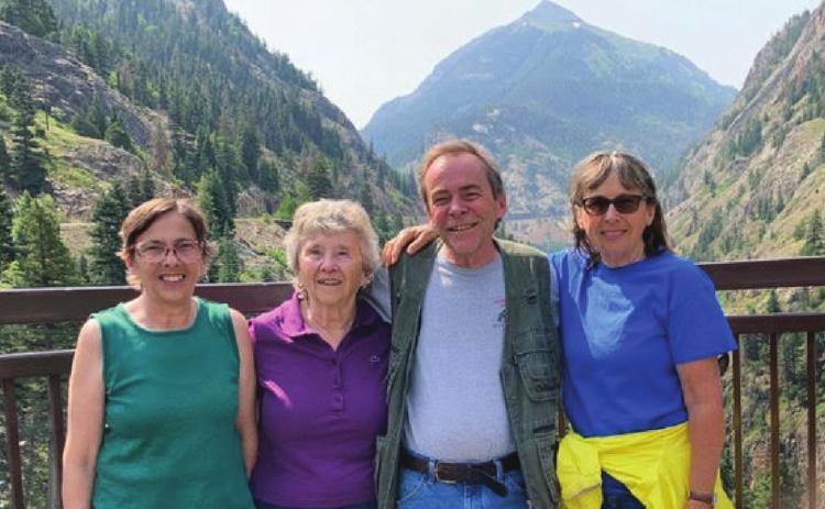 Mark with his sisters, Beth, Margaret, and Janet, in 2021 at Switzerland of American Lookout on the Million Dollar Highway. Photo Credit Margaret Westerman
