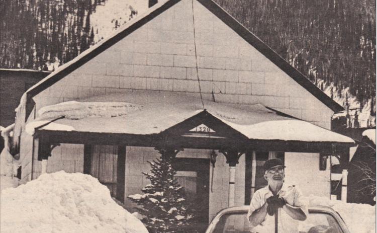 Frank Salfisberg is pictured on Page 1 of the April 4, 1975 edition of the Silverton Standard at his home at 1320 Reese Street. The life-time resident said he couldn’t remember that much snow so late in the season since the winter of 1952.