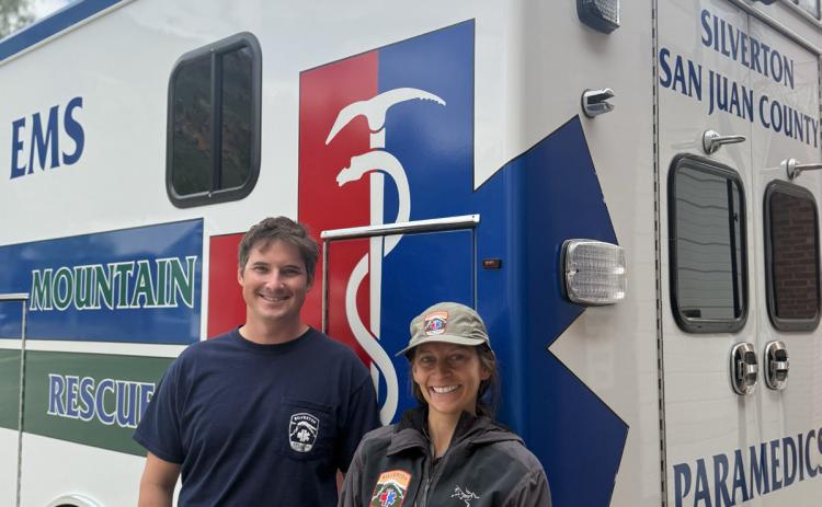 Lucas Anderson and Kelly Weakley with the Silverton Medical Rescue Team. Photo by DeAnne Gallegos
