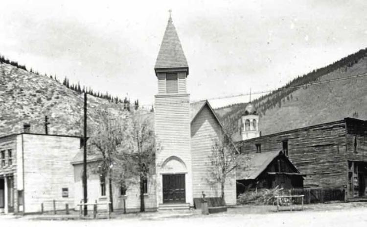 The movie prop church at the corner of 13th and Blair for filming of the movie “Run for Cover,” in 1954. The movie starred James Cagney.
