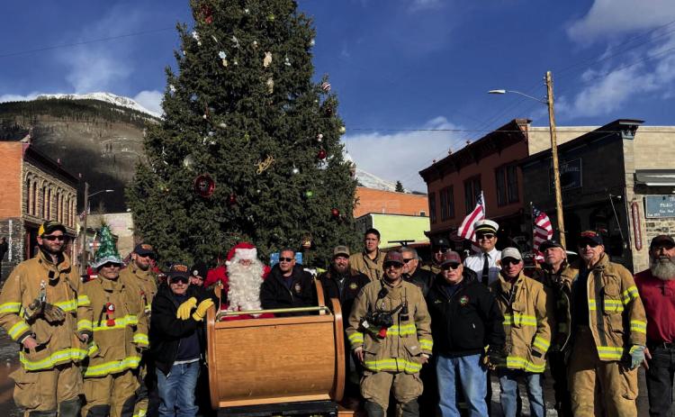 Silverton Volunteer Firefighters &amp; Santa Claus. photo by Scott Fetchenhier
