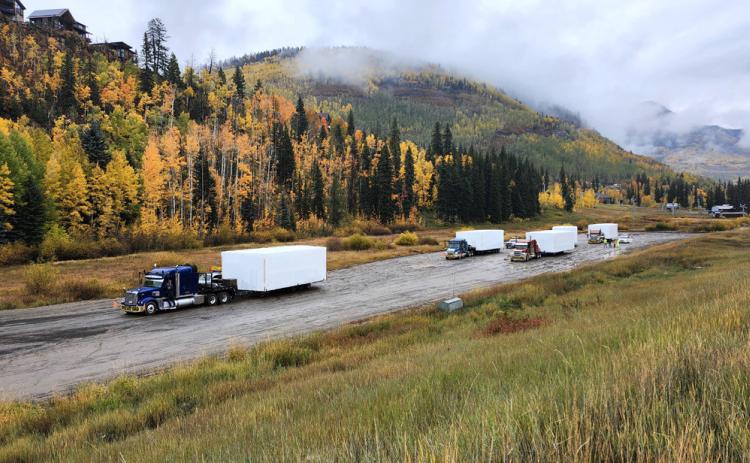 Anvil Townhome units were staged at Purgatory for delivery to Silverton . Photo courtesy of Carrie Cline