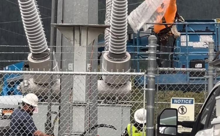 Photo credit DeAnne Gallegos San Miguel Power Association installing new equipment at the substation on June 27,2024 increasing the reliability of our electric infrastructure.