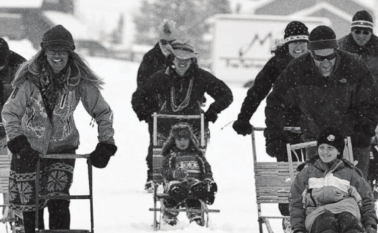 Kicksledders kick their way up Blair Street