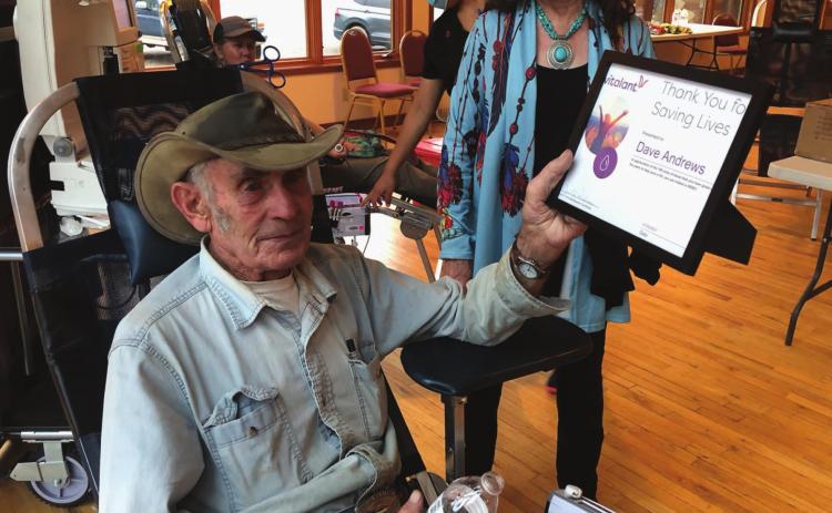 Dave Andrews Donates 100 Units of Blood. Photo Credit - Silverton Standard