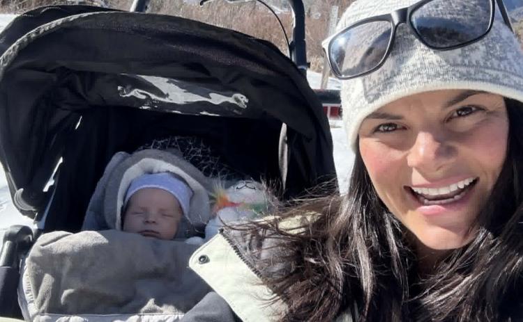 Tracy Lynn and new baby, Ottis, enjoying the outdoors!