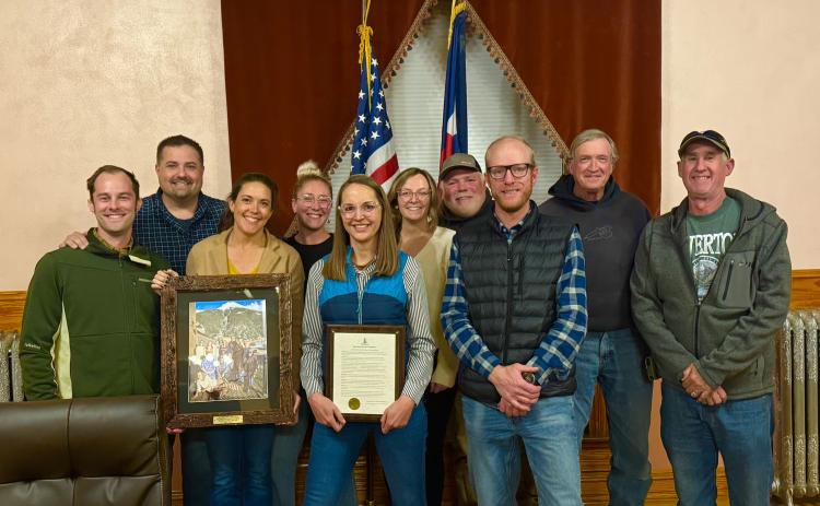 (Left to right) Derek Green, Jim Harper, Dayna Kranker, Melina Marks, Gloria Kaasch-Buerger, Amie Gardiner, Bevin Harris, Tyler George, Ron Wakefield, John Zarkis. Photo by TOS