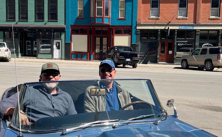 Telluride Blues and Brews founder Steve Gumble (left) and Reato from Telluride (right) come over to Silverton every spring to visit with local friends. Photo credit DeAnne Gallegos