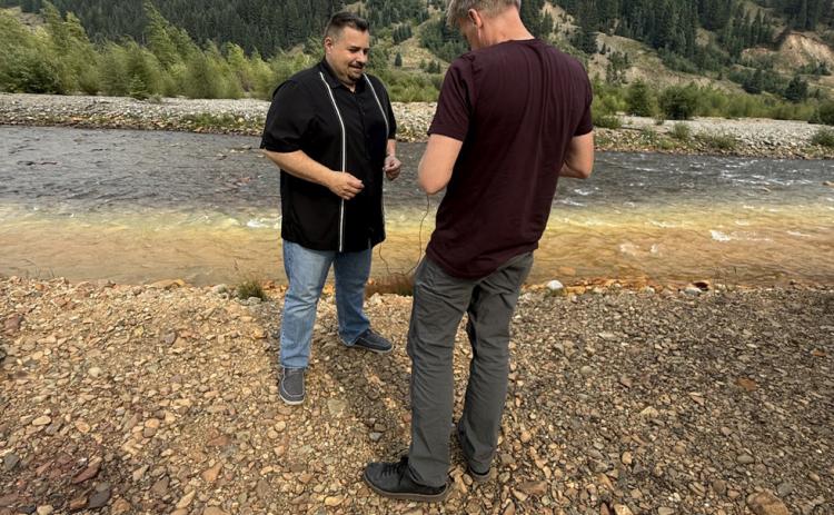 Filmmaker David Dibble interviews Jim harper for his latest film project. Photo by DeAnne Gallegos