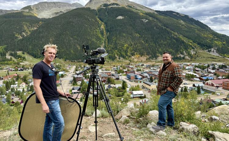 Filmmaker David Dibble interviews Silverton Mayor Jim Harper for the San Juan County 150th film photo by DeAnne Gallegos