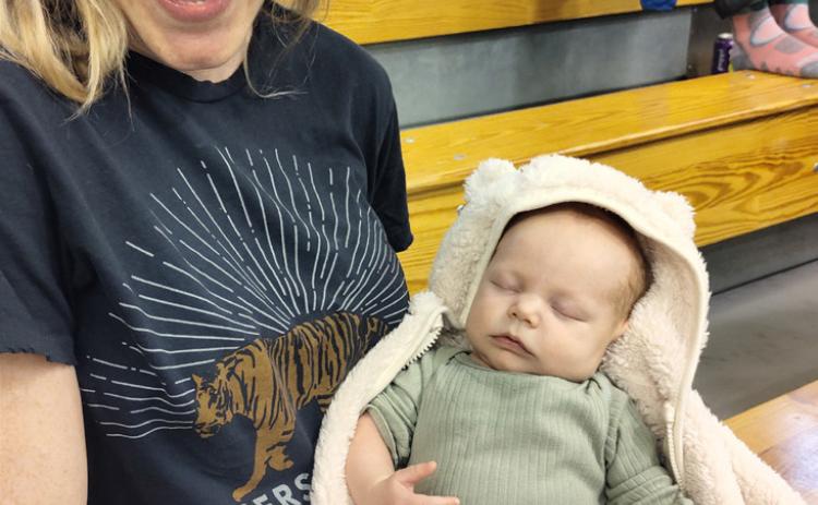 The youngest Silverton Miner's fan joined the basketball fun on Saturday. Theodore John Blue was born at Mercy Hospital on March 11, 2025, to Sophie and Ben Blue. He weighed 6lbs 11 oz.
