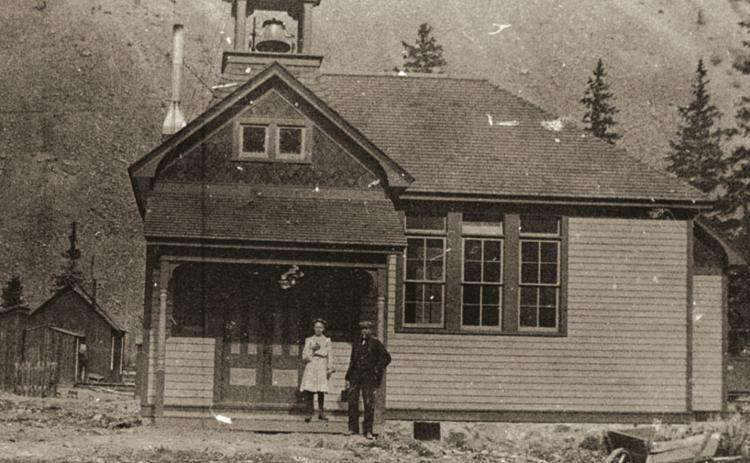 Eureka School in 1904, taken from Animas Street, looking east showing the front of the building San Juan County Historical Society photo