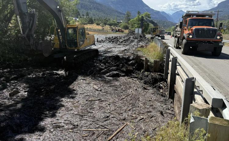 CDOT Photo/ On July 29, severe flooding from monsoon storms impacted Cutler Creek with burn scar debris, approximately four miles north of Ouray.