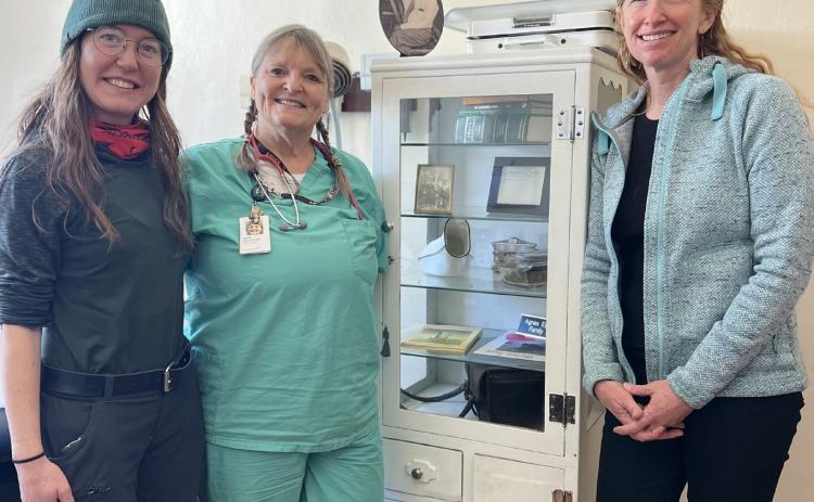 Ash Hall, NP Agnes, and Public Health Director Becky Joyce on Agnes’s last day at the Silverton Clinic. Photo credit DeAnne Gallegos