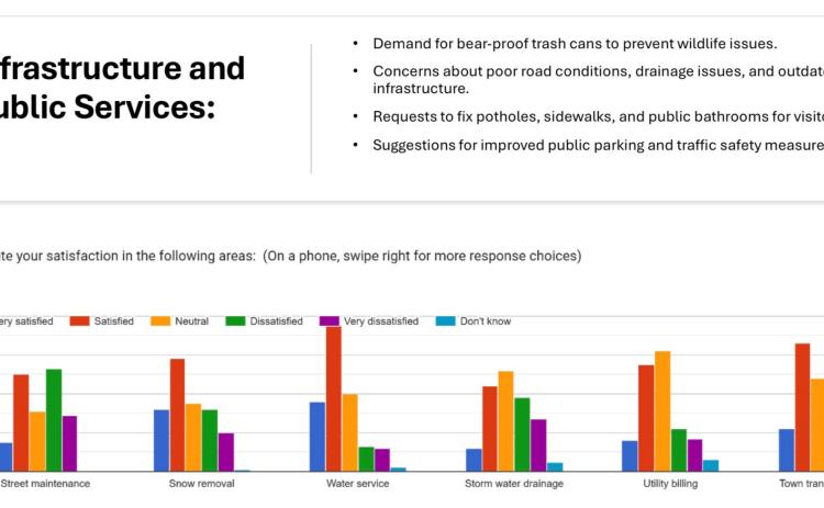 Slide deck shows respondents satisfaction level with public services and infrastructure