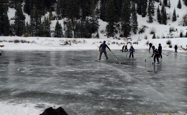 Lots of skating and hockey at the pond near Kendall Mountain. Photo Credit Dayna Kranker