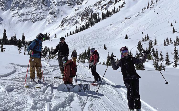 Emma Shaffrick celebrating closing day at Silverton Mountain. Photo provided by Silverton Mountain