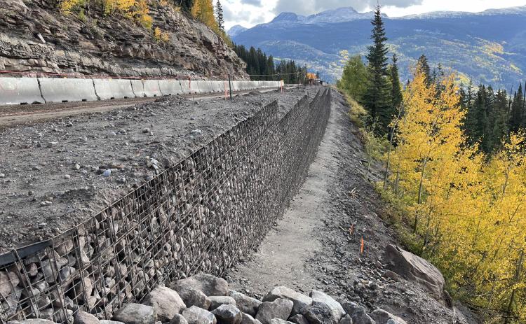 Image showing wall replacement work at the Coal Bank Pass location Mile Point 56.9. Photo by CDOT
