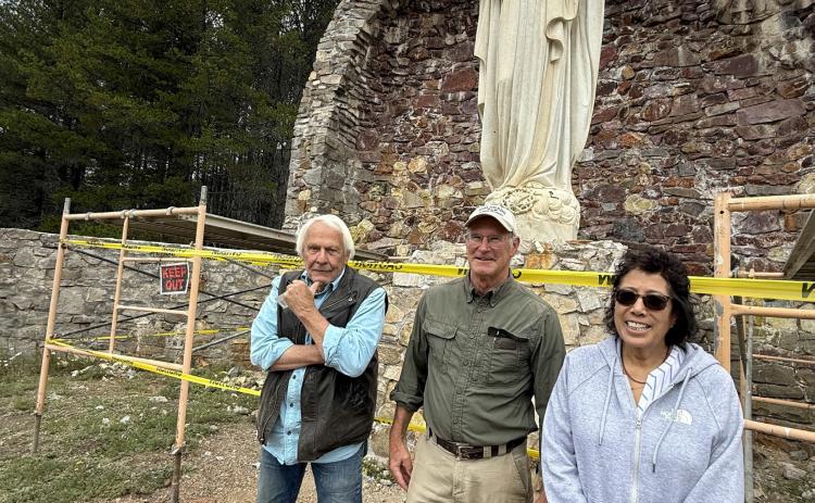 John Richardson, Ken Balleweg, and Patty Dailey have come together to initiate this community driven project to protect the Christ of the Mines Shrine. Photo credit DeAnne Gallegos