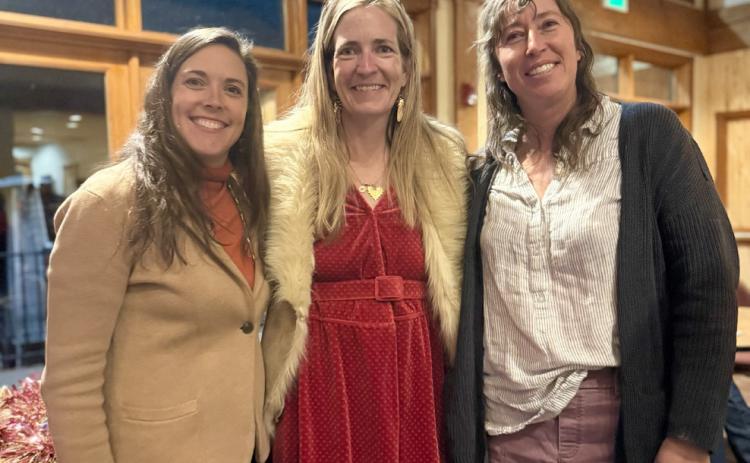 Photo by DeAnne Gallegos Silverton Mayor Dayna Kranker, Anne Izard, and Sarah Mordecai enjoyed the Candidates night evening at Kendall together