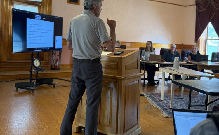 Jim Donovan, Emergency Manager for San Juan County, presented to the Town of Silverton Trustees Monday night they voted 7-0 to enact Stage 1 Fire Restrictions. Photo credit DeAnne Gallegos