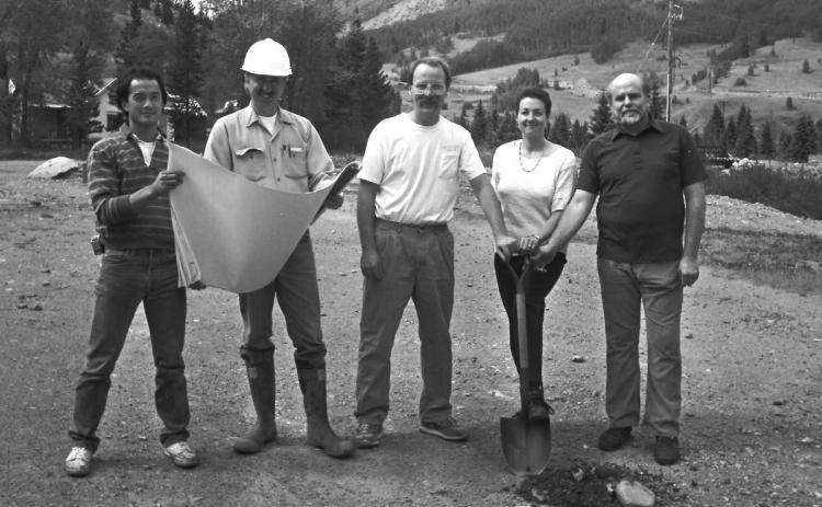 Groundbreaking Photo at the Allen Nossaman Memorial Archives, L-R/ Loren Lew, Bill Jones, Scott Fetchenheir, Bev Rich and Fritz Klinke