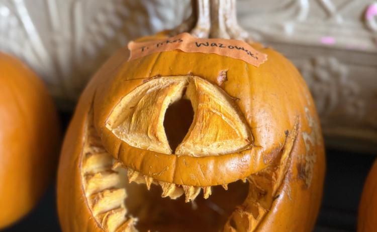 Carved pumpkin at the Coffee Bear was apart of the carving contest. Photo by Melissa Childs