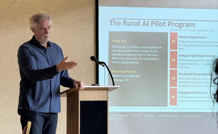 CRAI Executive Director Andrew Aitken presents to the local business community at this year’s Silverton Business Summit photo by DeAnne Gallegos
