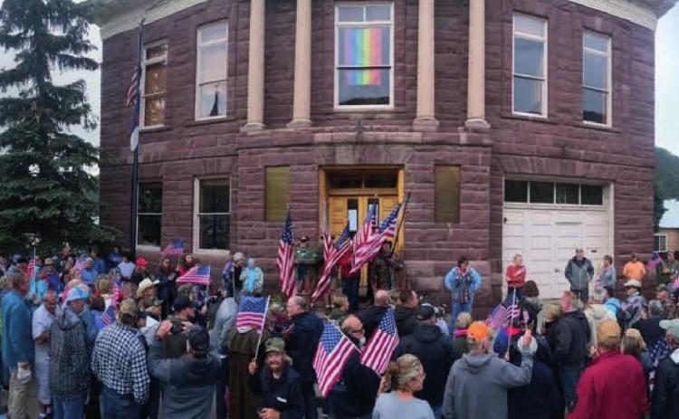 There was a peaceful protest before Monday night’s town board meeting. The crowd said the pledge of allegiance, sang the anthem and then the crowd dispersed without any incident.