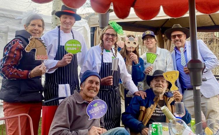 The Kentucky Derby party at the Osteria garden was mostly locals photo by the Osteria