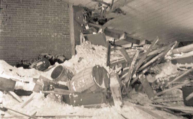 The interior of Bert Brown’s slaughterhouse on Mineral Creek above Silverton after it was hit by a snowslide on Wednesday, March 4, 1908. Photo courtesy of San Juan County Historical Society