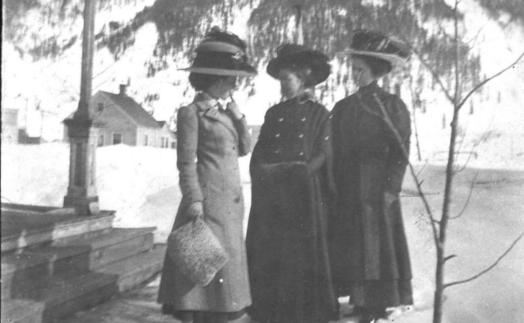 San Juan County Historical Society photos Three Silverton teachers: Cordelia Ball of Denver, May (or Abigail) Scott of Aurora and Carrie Craig from Durango in the winter of 1909-10. The same teachers with long skis, probably on the same day. The back of the photo reads “Ski lessons for the teachers”.