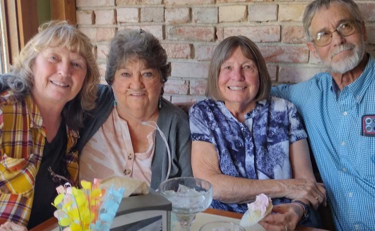 (L-R) Charla Bingel Andreatta, Patty Bingel, Sue Bingel Sanders, and Mark Irsik at Patti’s retirement party at the Alpine Tavern photo by Charla Bingel Andreatta