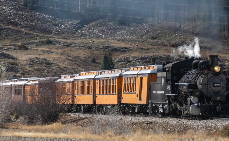 The DSNGRR arriving in Silverton on Saturday November 1st which was the last train of the season. Photo by Ray Dileo