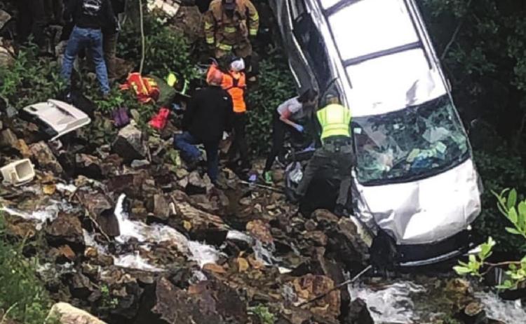 Minivan Down Embankment of US Highway 550. Photo Credit - Danny Castle