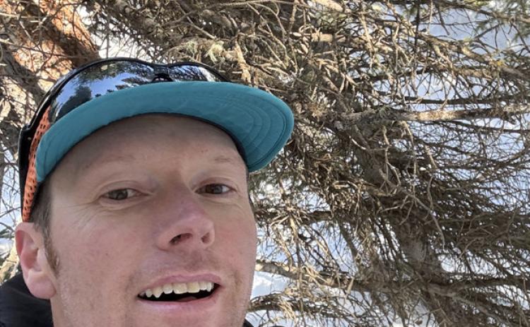 A week later, Ryan Copenhagen returns to the scene where the accident occurred, showing the wire that caused the injury Photo by Ryan Copenhagen