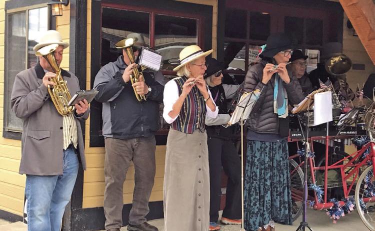 The Silverton Brass Band greets the first train of summer. Photo credit Melanie Bergolc