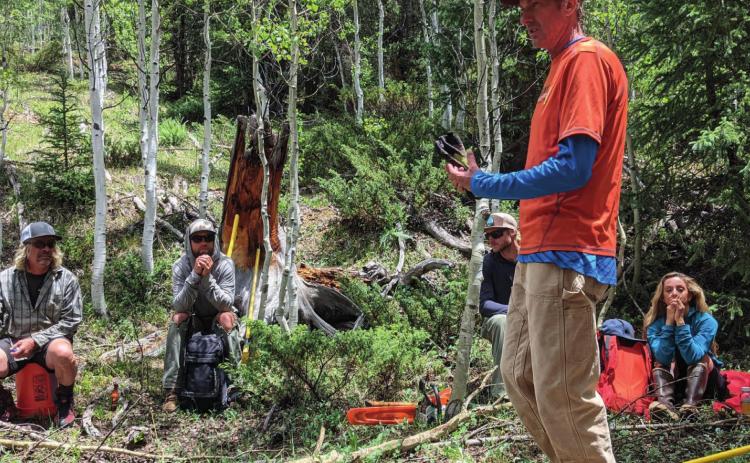 Joey Klein with IMBA teaches about trail-building. Photo Credit - Klem Branner