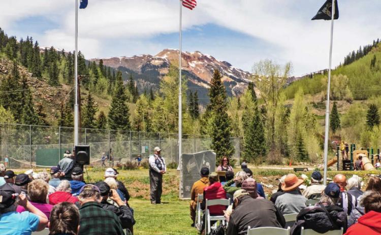 DeAnne Gallegos representing the Town of Silverton at the start of the event at Memorial Park Saturday May 28.