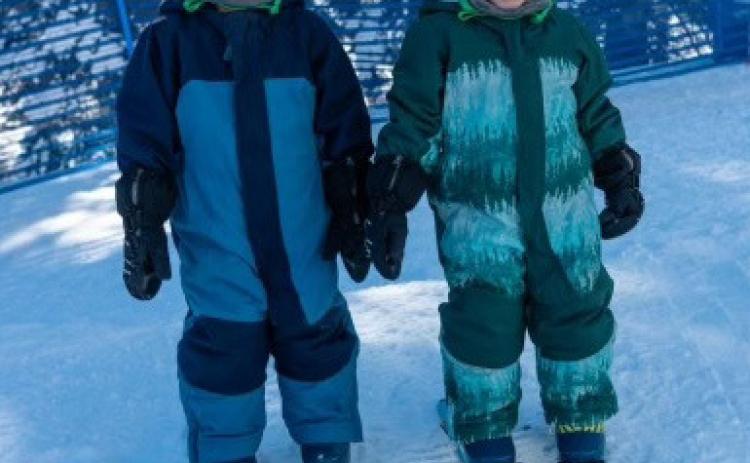 Megan and Calvin Davenport’s twin boy’s first ski in 2024 . Photo credit Megan Davenport