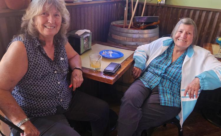 Charla Andreatta and Sue Sanders at Sheriff Steve Lowrance’s community meet-and-greet at the Alpine Tavern on Sunday photo by Alpine Tavern