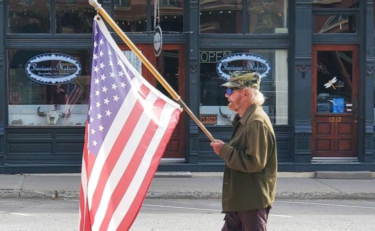 Photo by Jim Harper Silverton Local Veteran Frank Lee marched down Greene Street on Veterans Day.