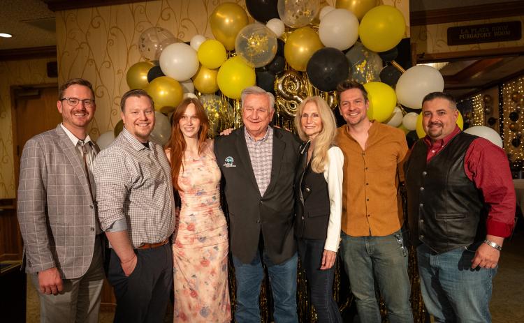 The Harper Family enjoyed the evening celebrating Al Harper’s 80th Birthday! (Left to right)John, Ethan, Melanie, Al, Carol, Matt, and Jim. Photo provided by Carol Harper
