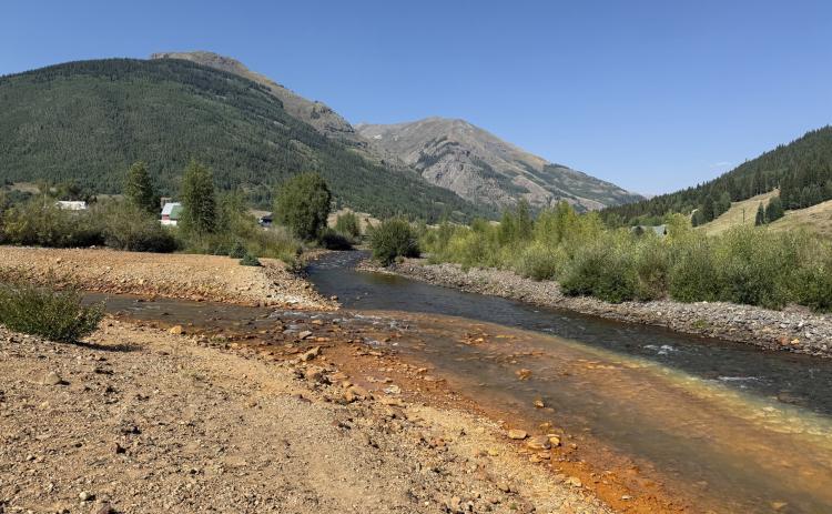 Confluence of Cement Creek &amp; Animas River Aug 11 2025, 4 PM just 4 days later. Photo by Silverton Standard