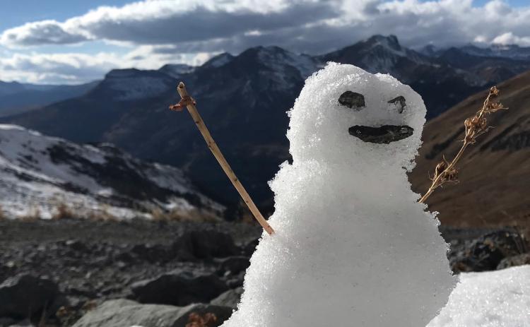 Photo credit Melanie Bergloc A happy little snowman on Kendall Mountain Road.