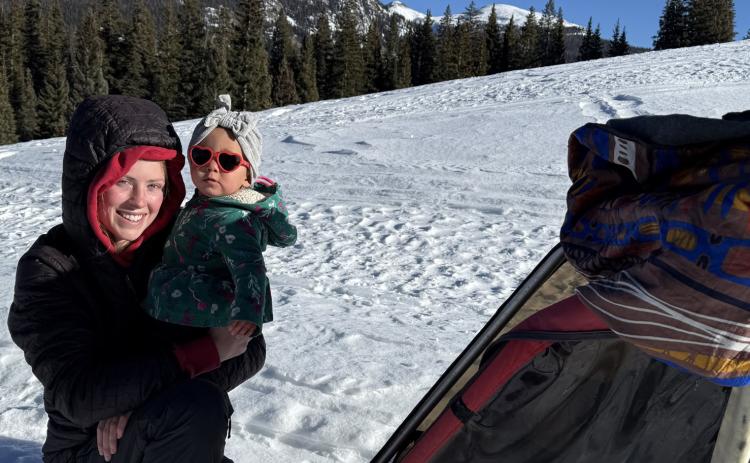 Meah and daughter Katrina Mordecai on a winter outing Photo by Meah Mordecai