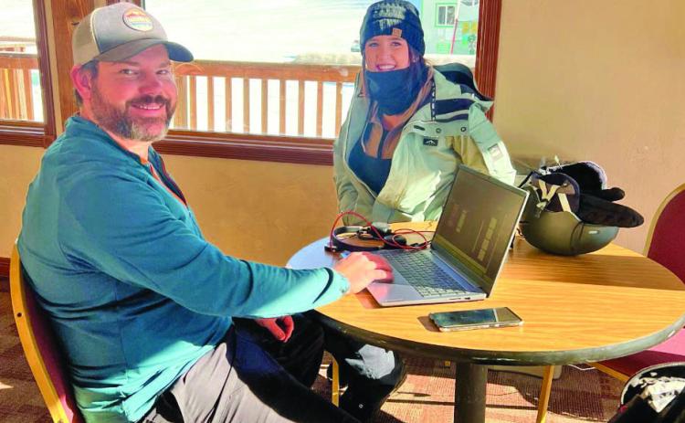Jayden’s Mom &amp; Dad Patrick and Haley enjoying the cozy ski lodge. Photo by DeAnne Gallegos